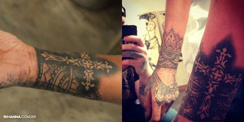 Rihanna tatuagem tribal cruz