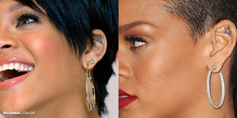 Rihanna tatuagem estrela orelha