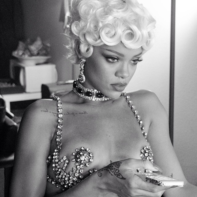 Rihanna at the behind the scenes of Pour It Up