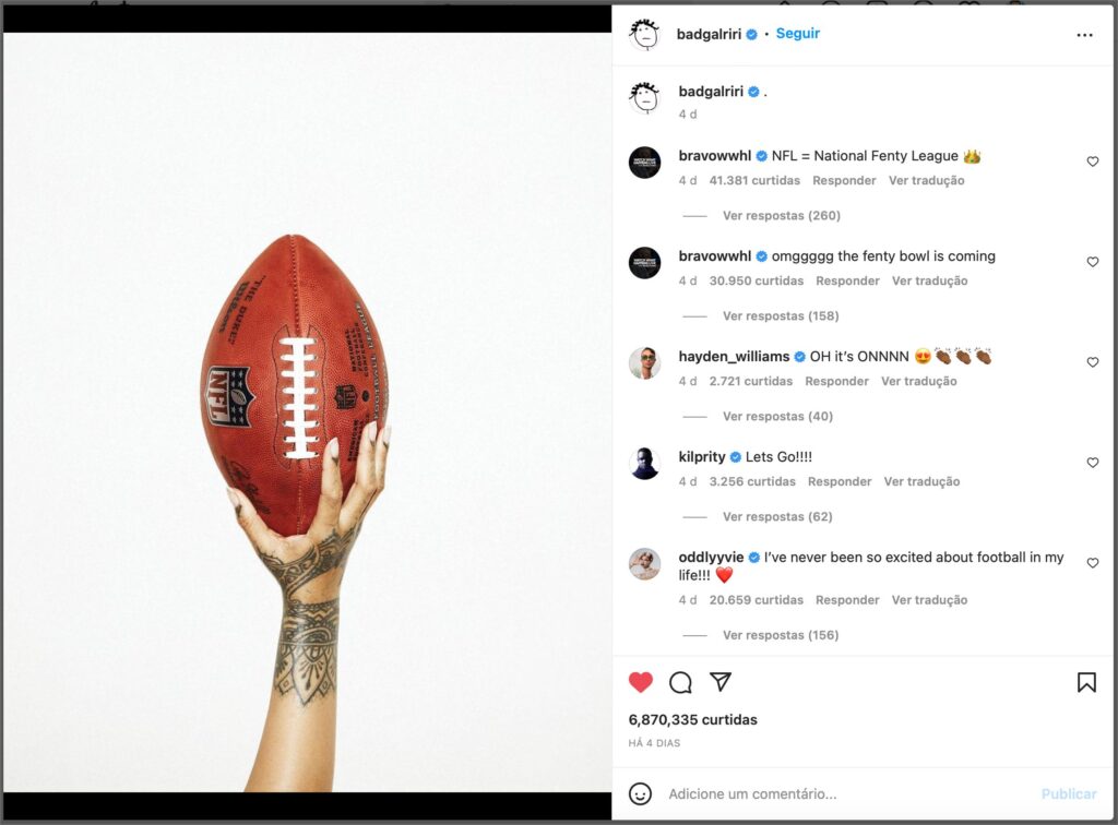 Postagem da Rihanna no Super Bowl 2023